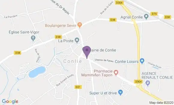 Localisation Crédit Mutuel Agence de Conlie