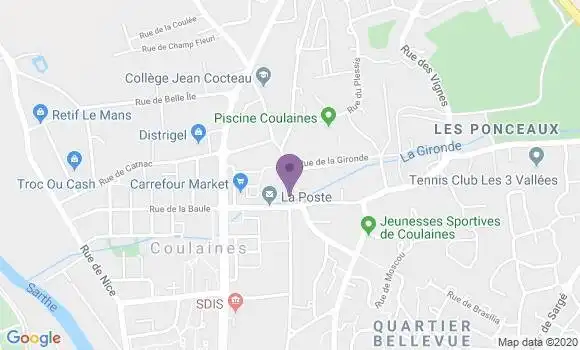 Localisation Crédit Mutuel Agence de Coulaines
