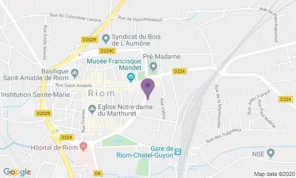 Localisation Société Générale Agence de Riom