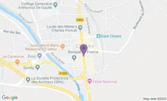 Localisation Crédit Mutuel Agence de Cluses
