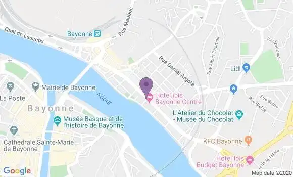 Localisation Société Générale Agence de Bayonne Saint Esprit