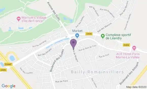 Localisation Crédit Mutuel Agence de Bailly Romainvilliers