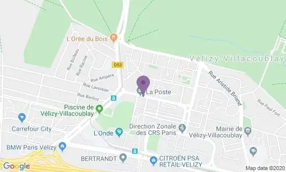Localisation Crédit Mutuel Agence de Vélizy Villacoublay