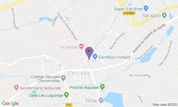Localisation Crédit Mutuel Agence de Cerizay