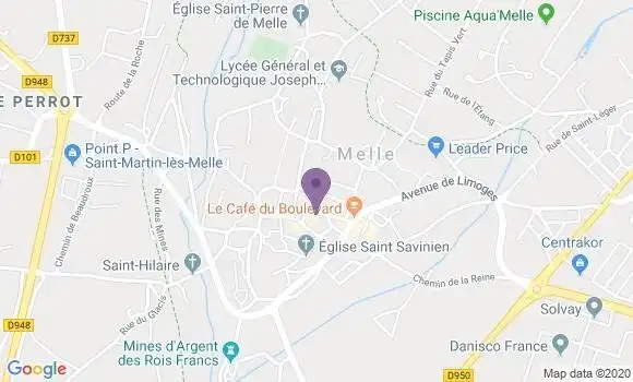 Localisation Crédit Mutuel Agence de Melle
