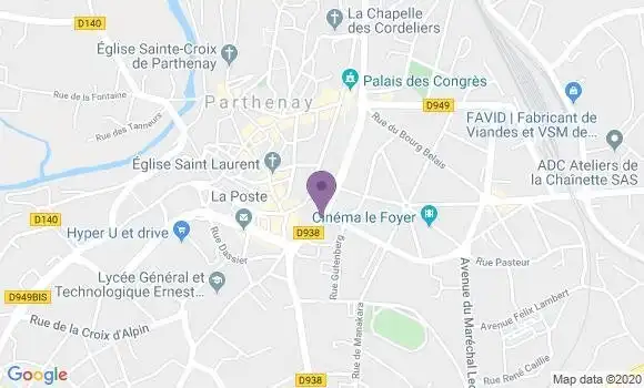 Localisation Crédit Mutuel Agence de Parthenay