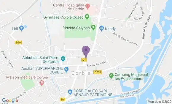 Localisation Crédit Mutuel Agence de Corbie