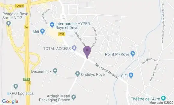Localisation Crédit Mutuel Agence de Roye