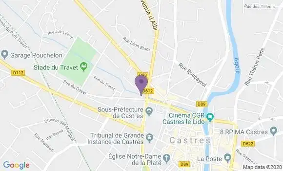 Localisation Crédit Mutuel Agence de Castres l