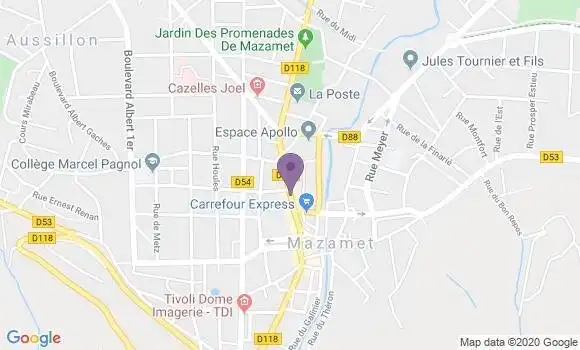 Localisation Crédit Mutuel Agence de Mazamet