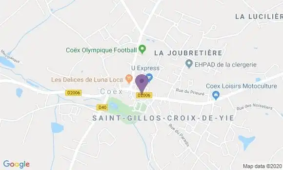 Localisation Crédit Mutuel Agence de Coëx