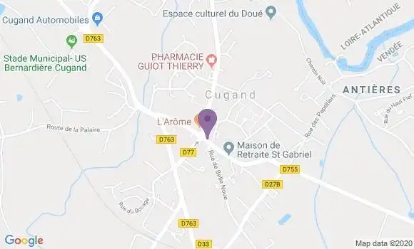 Localisation Crédit Mutuel Agence de Cugand