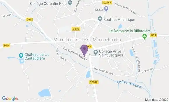 Localisation Crédit Mutuel Agence de Moutiers les Mauxfaits
