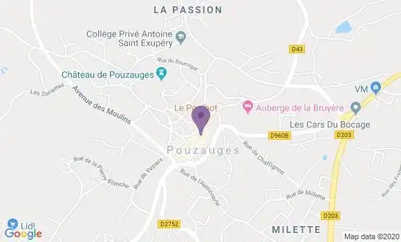 Localisation Crédit Mutuel Agence de Pouzauges