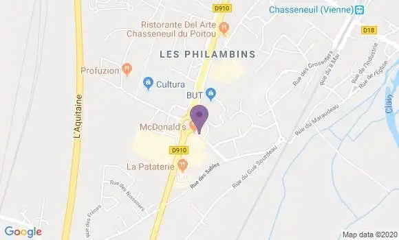 Localisation Crédit Mutuel Agence de Chasseneuil du Poitou