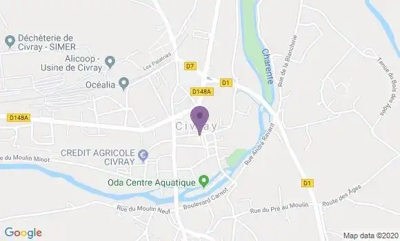 Localisation Crédit Mutuel Agence de Civray