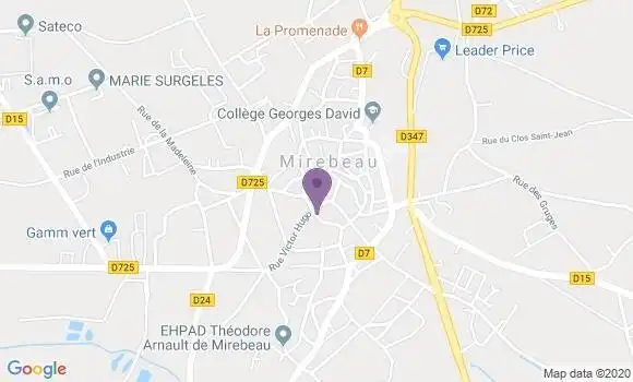 Localisation Crédit Mutuel Agence de Mirebeau