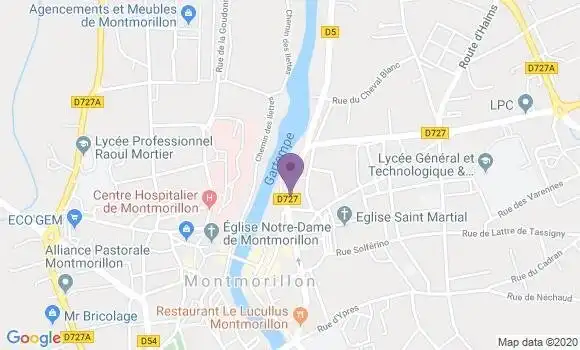 Localisation Crédit Mutuel Agence de Montmorillon