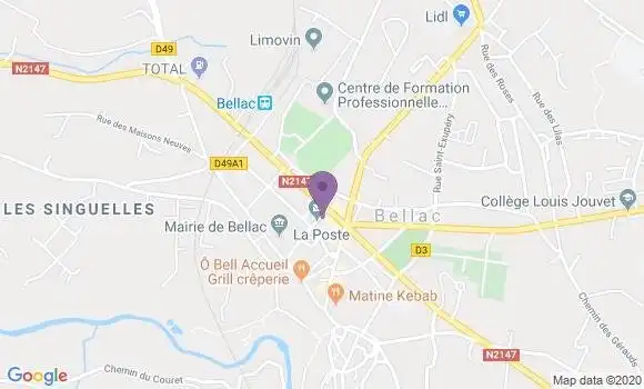 Localisation Crédit Mutuel Agence de Bellac