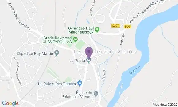 Localisation Crédit Mutuel Agence de Le Palais sur Vienne