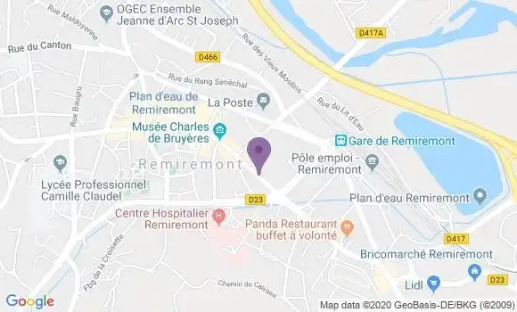 Localisation Crédit Mutuel Agence de Remiremont