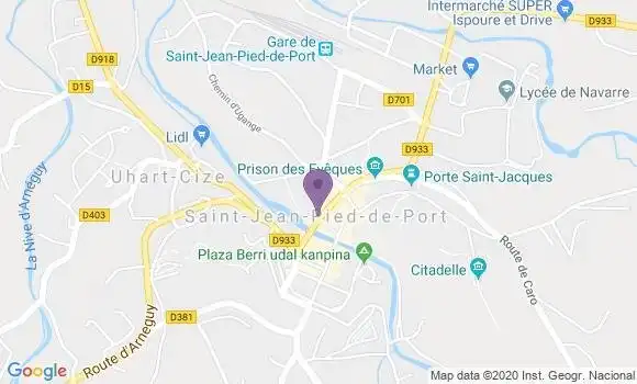 Localisation Société Générale Agence de Saint Jean Pied de Port