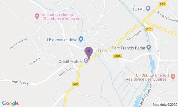 Localisation Crédit Mutuel Agence de Bavilliers