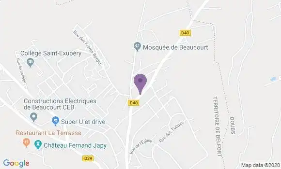 Localisation Crédit Mutuel Agence de Beaucourt