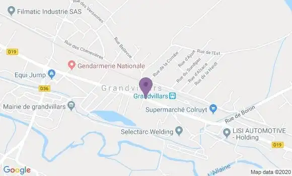 Localisation Crédit Mutuel Agence de Grandvillars
