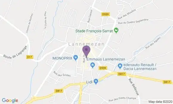 Localisation Société Générale Agence de Lannemezan