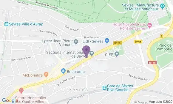 Localisation Crédit Mutuel Agence de Sèvres