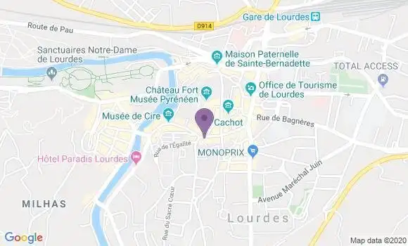 Localisation Société Générale Agence de Lourdes