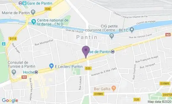 Localisation Crédit Mutuel Agence de Pantin