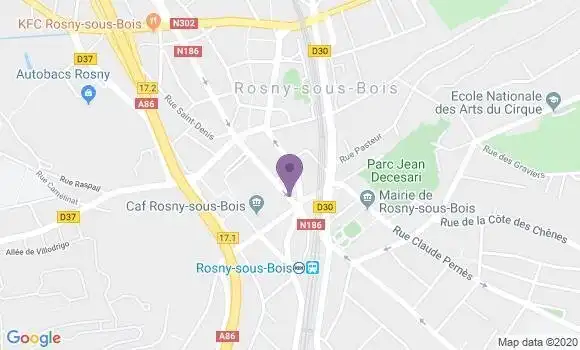 Localisation Crédit Mutuel Agence de Rosny sous Bois