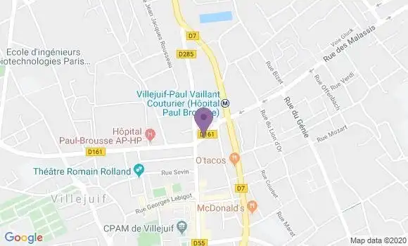 Localisation Crédit Mutuel Agence de Villejuif
