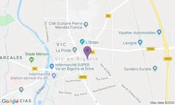 Localisation Société Générale Agence de Vic en Bigorre