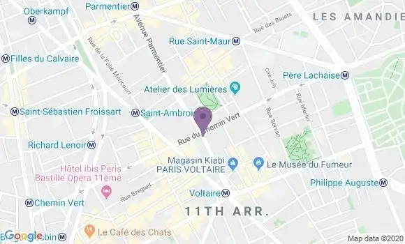 Localisation Crédit Mutuel Agence de Paris Parmentier