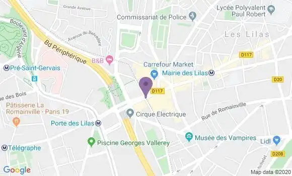 Localisation Crédit Mutuel Agence de Paris les Lilas