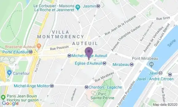 Localisation Crédit Mutuel Agence de Paris Auteuil