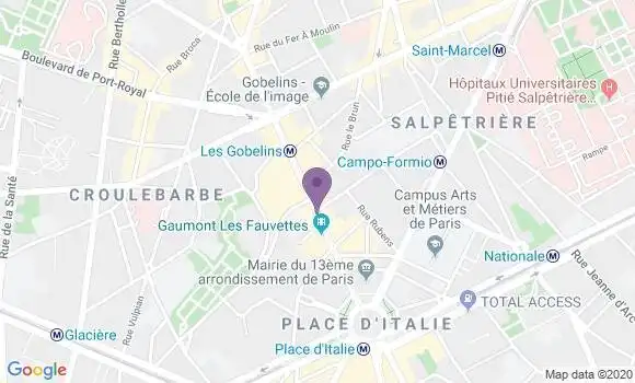 Localisation Crédit Mutuel Agence de Paris les Gobelins