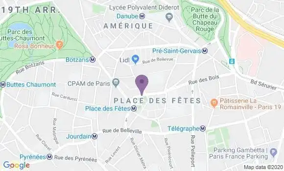 Localisation Crédit Mutuel Agence de Paris Place des Fêtes