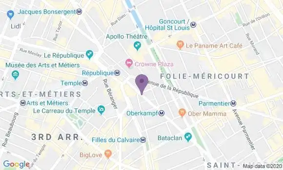 Localisation Crédit Mutuel Agence de Paris République