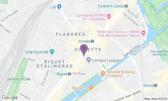 Localisation Crédit Mutuel Agence de Paris Flandre