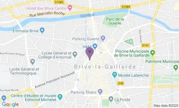Localisation Crédit Mutuel Agence de Brive la Gaillarde Hôtel de Ville