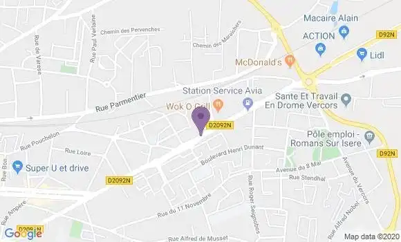 Localisation Crédit Mutuel Agence de Romans sur Isère Vercors