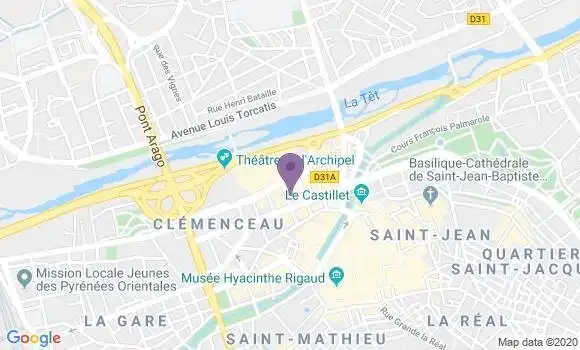 Localisation Société Générale Agence de Perpignan