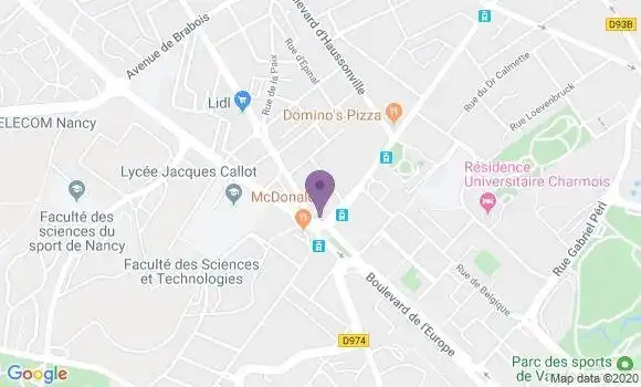 Localisation Crédit Mutuel Agence de Vandoeuvre lès Nancy Vélodrome