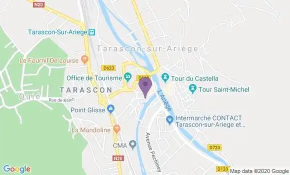 Localisation Société Générale Agence de Tarascon sur Ariège