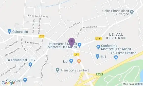 Localisation Crédit Mutuel Agence de Montceau les Mines Bois du Verne