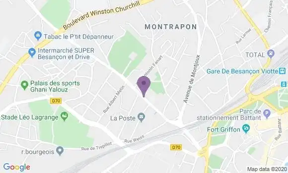 Localisation Crédit Mutuel Agence de Besançon Montrapon